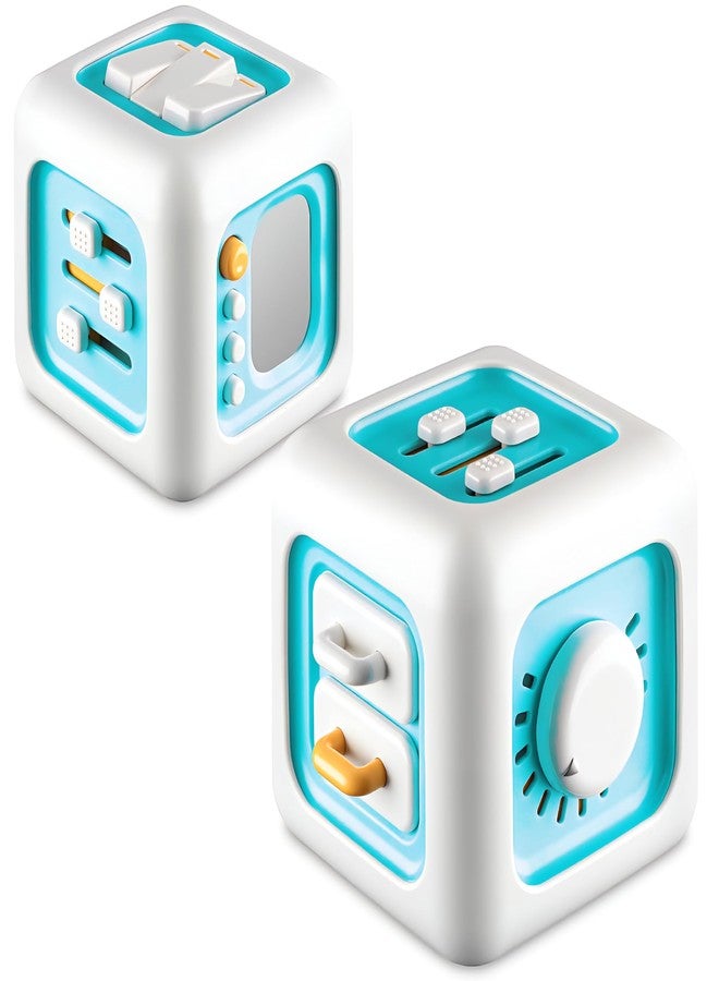 براند كونكور مكعب الأنشطة مونتيسوري من ماركة كونكر للأطفال الصغار من عمر 1-3 سنوات، ألعاب سفر بالسيارة، مكعب أنشطة لوحي، هدايا تعليمية تعليمية للأطفال من عمر 12-18 شهرًا (مروحة تعليمية 6 في 1 أزرق) - Image 1